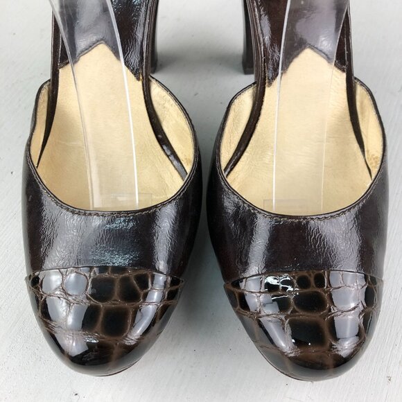 MMK Michael Kors Women's Size 8.5M Brown Leather Ankle Strap High Heel Pumps - Picture 4 of 15